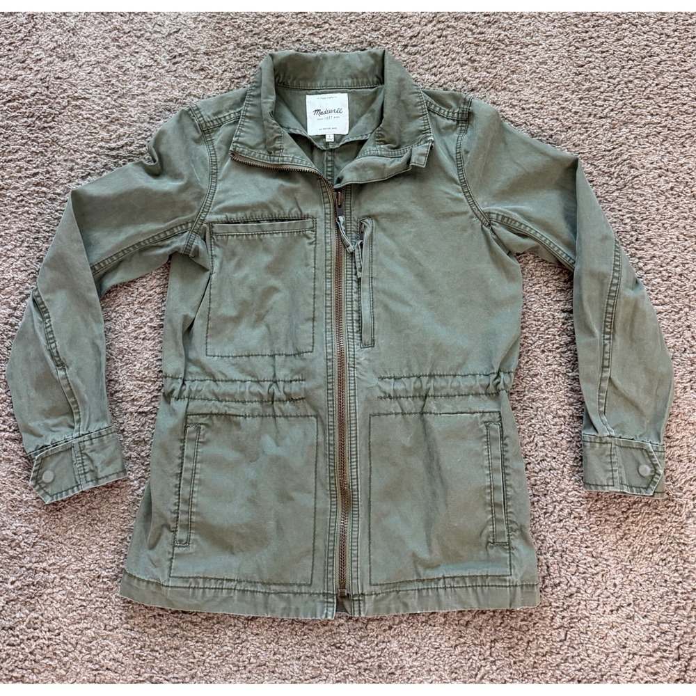 Madewell Womens Olive Green Cotton Military Utility Jacket Size Small Full Zip
